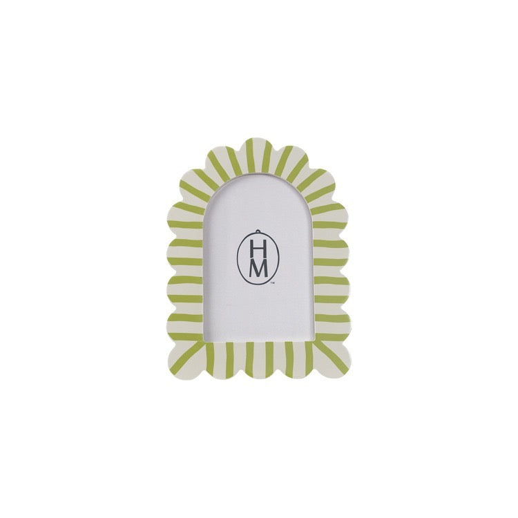 Green Striped Scalloped Picture Frame