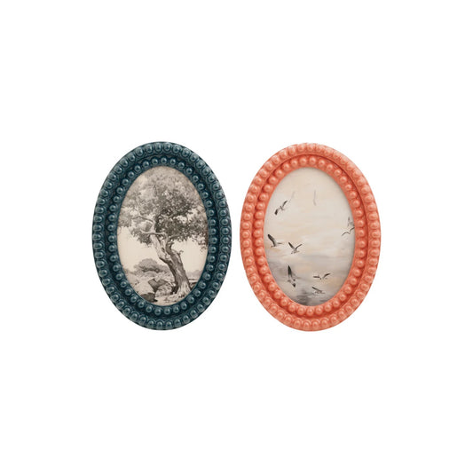 Oval Resin Bobbin Photo Frame, 2 Colors (Holds 4" x 6" Photo) (Hangs or Sits)