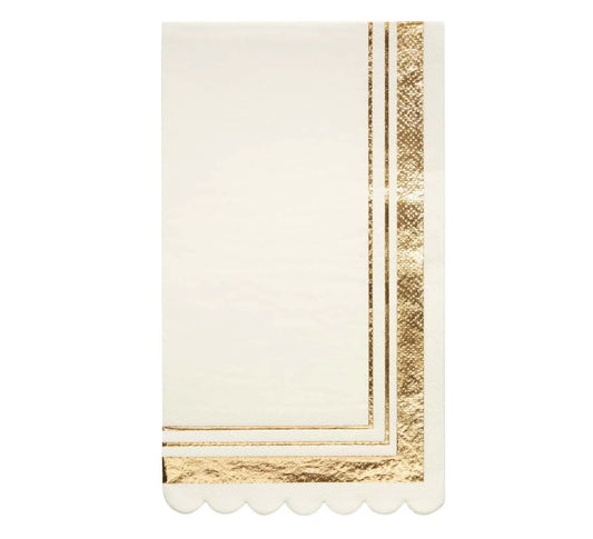 Gold + White Scalloped Dinner Napkins 20ct