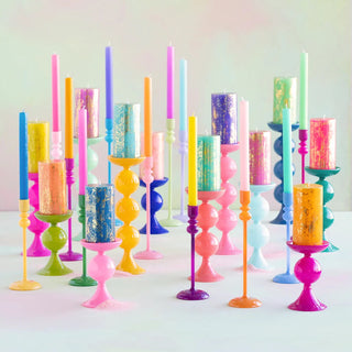 multicolor candles and candleholders