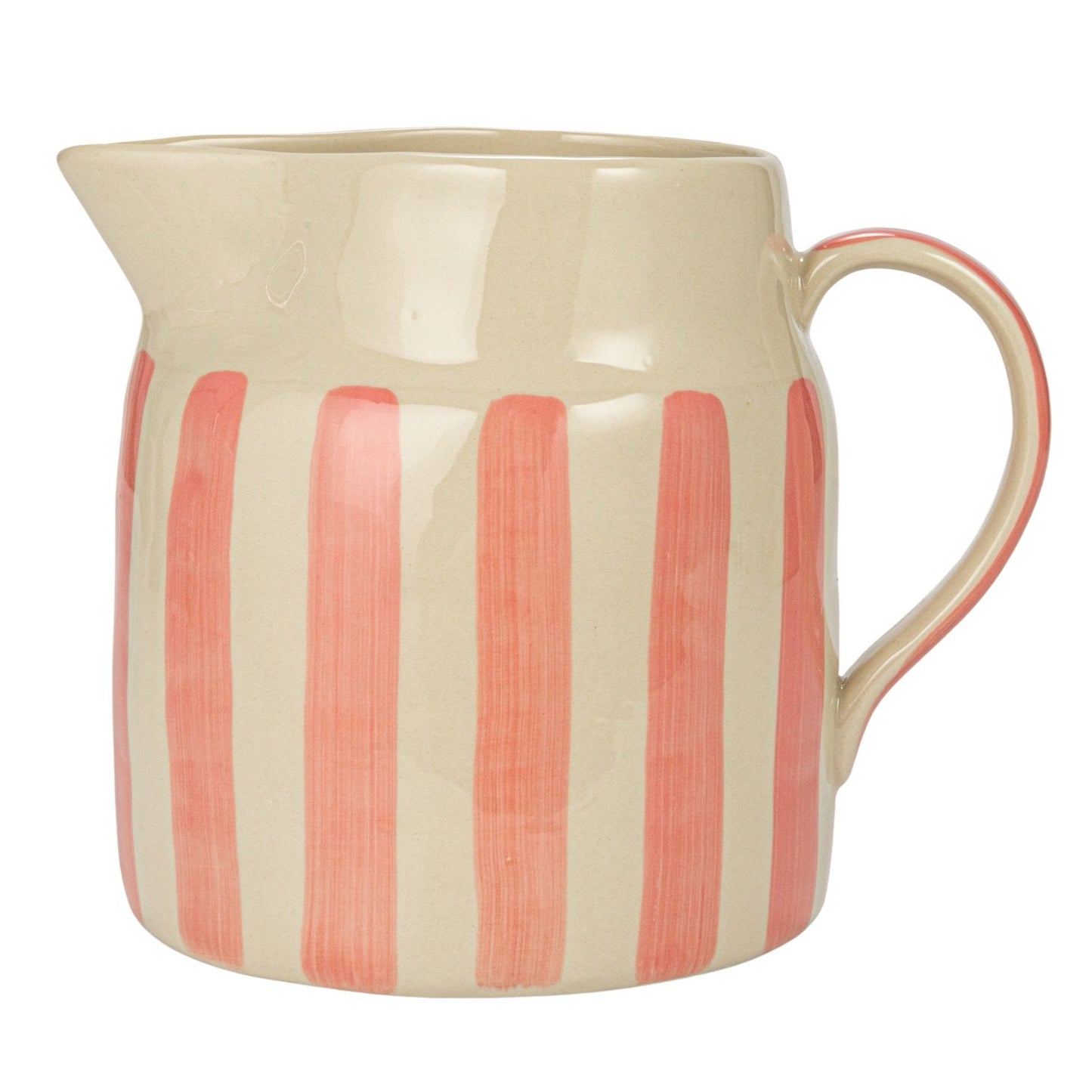 Pink Striped Stoneware Pitcher