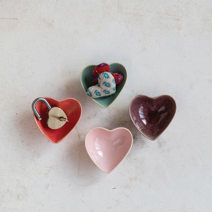 Ceramic Heart Shaped Trinket Dish, 4 Colors