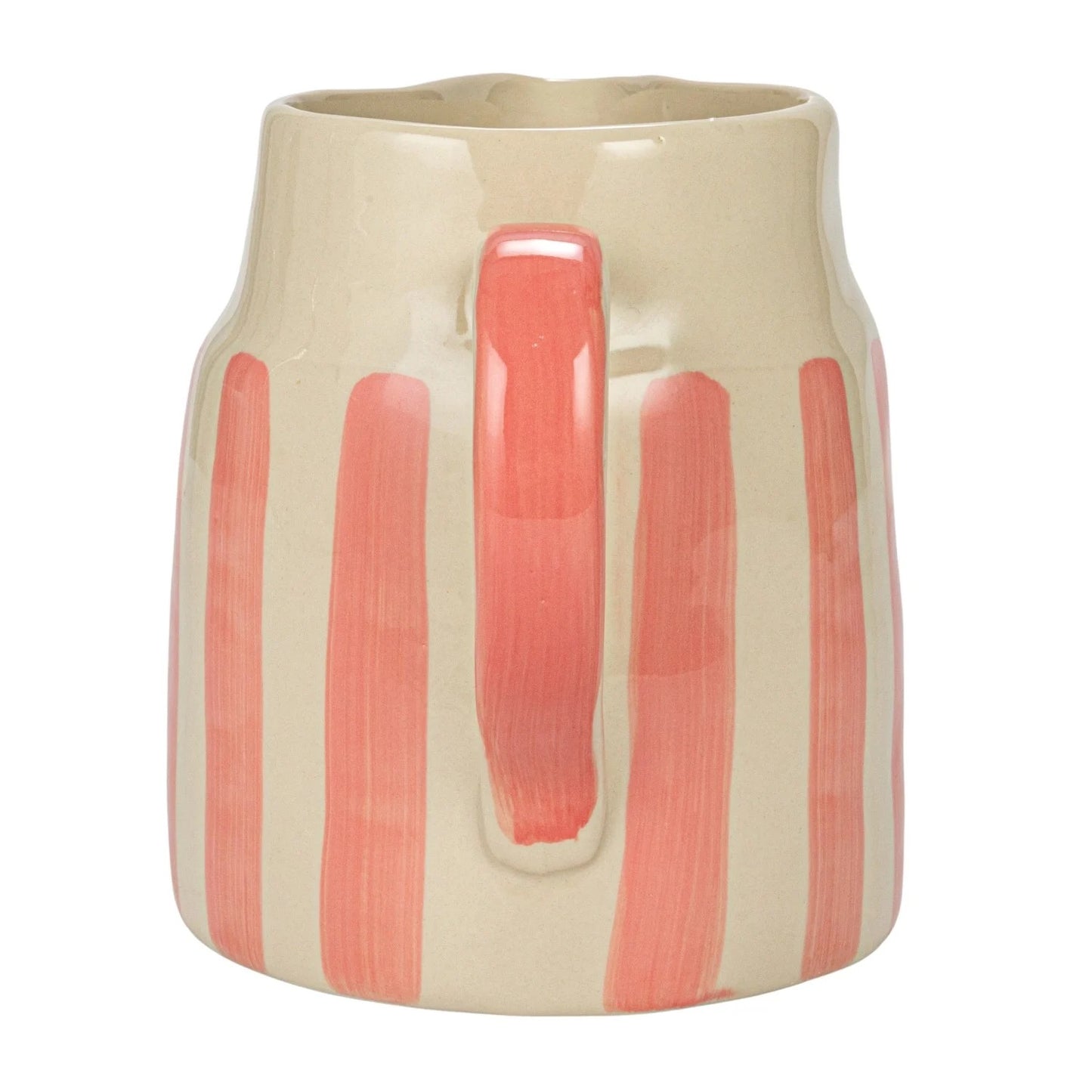 Pink Striped Stoneware Pitcher