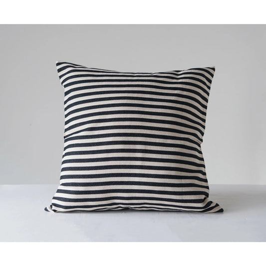 Black & White Striped Woven Pillow 26"