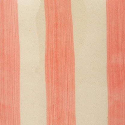 Pink Striped Stoneware Pitcher
