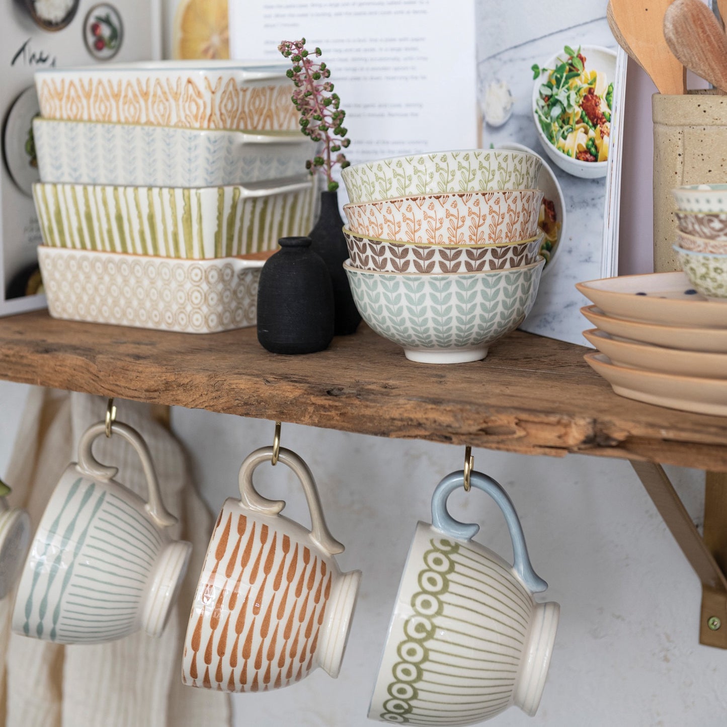 Stoneware Hand-Stamped Baker, 4 Styles