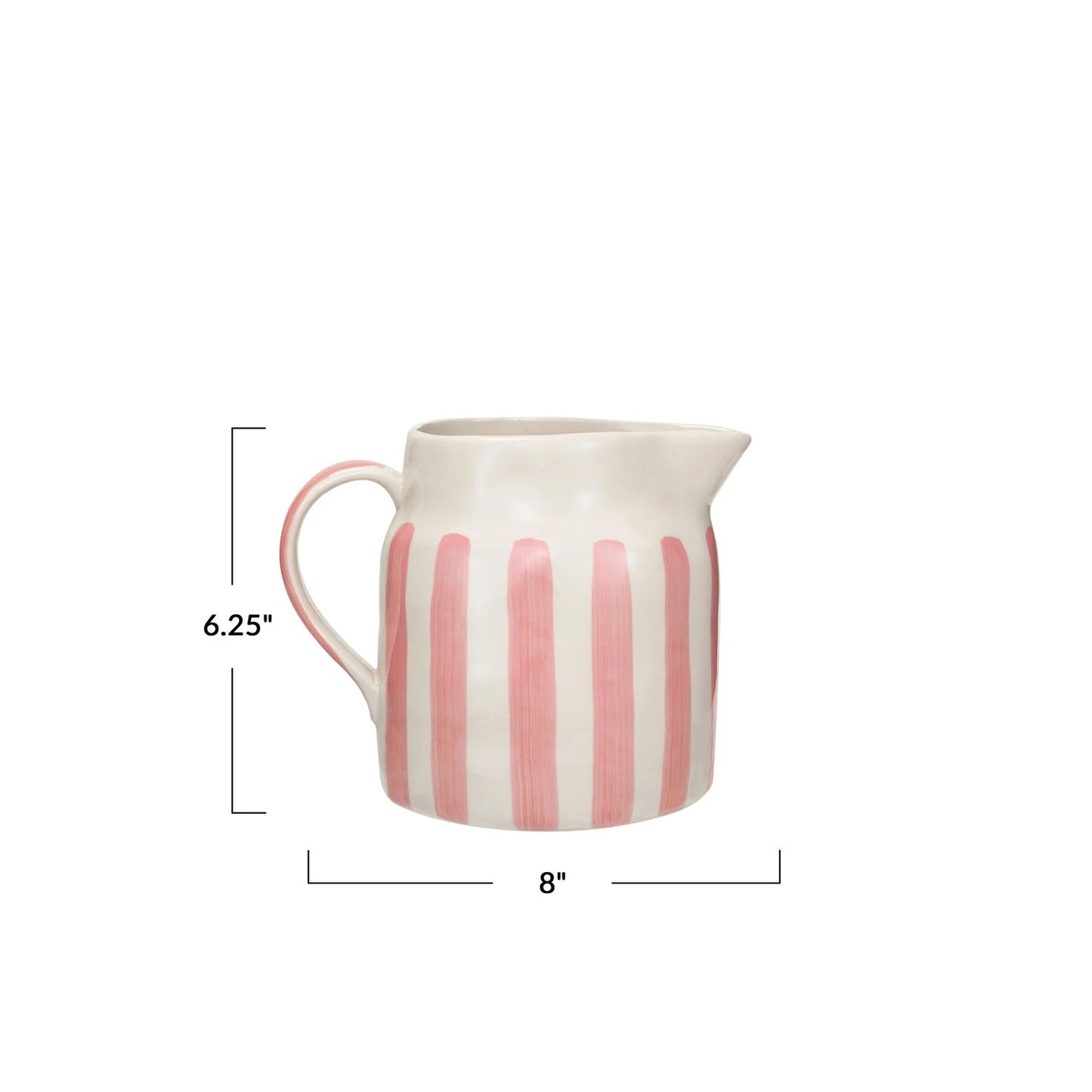 Pink Striped Stoneware Pitcher