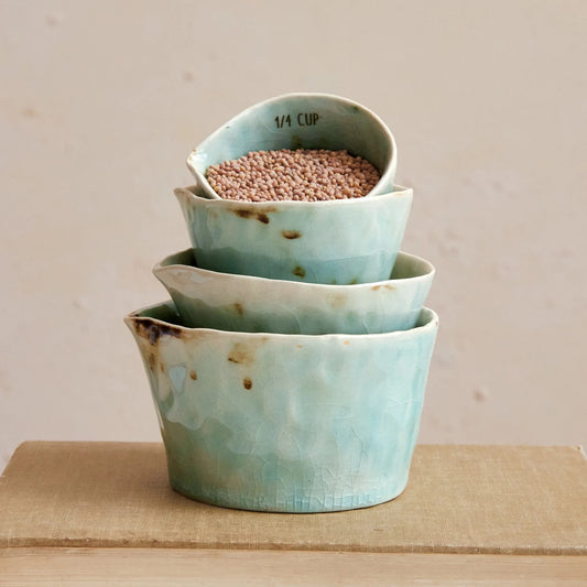 Aqua Stoneware Measuring Cup Set