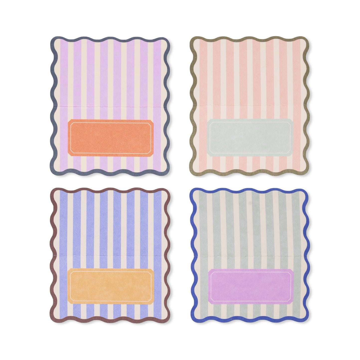 Striped & Scalloped Placards- Set of 24