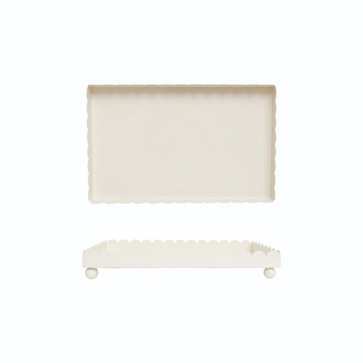 Cream Scalloped Decorative Tray