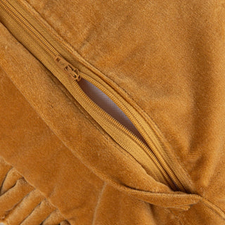 Velvet Ruffled Pillow, Mustard Yellow 20" Square