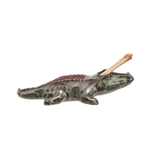 Alligator Stoneware Match Holder & Striker