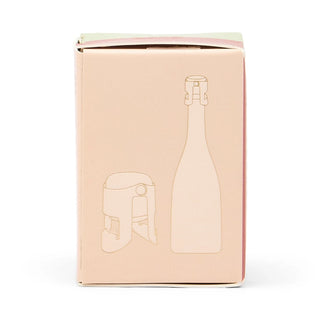 Beige gift box with champagne bottle design on a white background