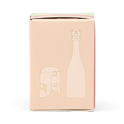 Beige gift box with champagne bottle design on a white background