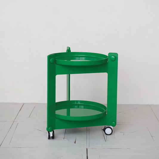 2-Tier Green Bar Cart W/ Removable Trays