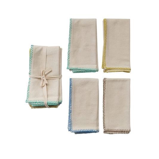 Cotton Napkin Set of 4 w/ Colored Edge Stitch