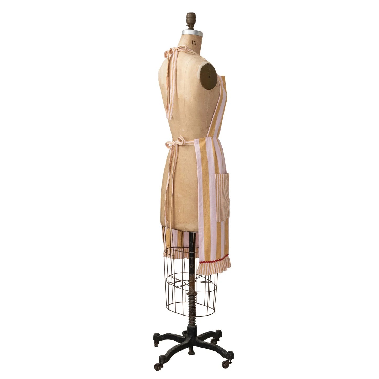 Striped Ruffle Apron, Pockets & Ric Rac Trim