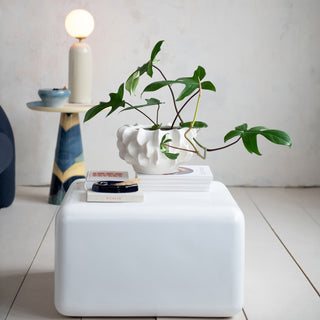 White Square Lacquered Table/Ottoman