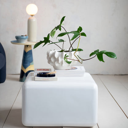 White Square Lacquered Table/Ottoman