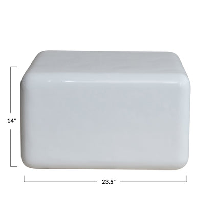 White Square Lacquered Table/Ottoman