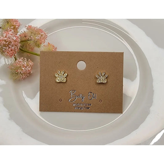 Mini Gold Pawprint Earrings