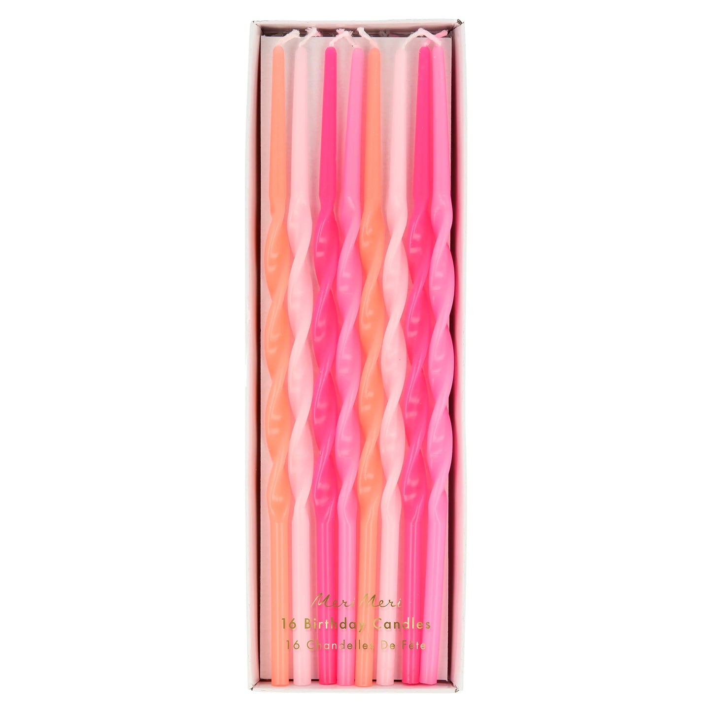 Meri Meri Pink Twisted Long Candles-16ct