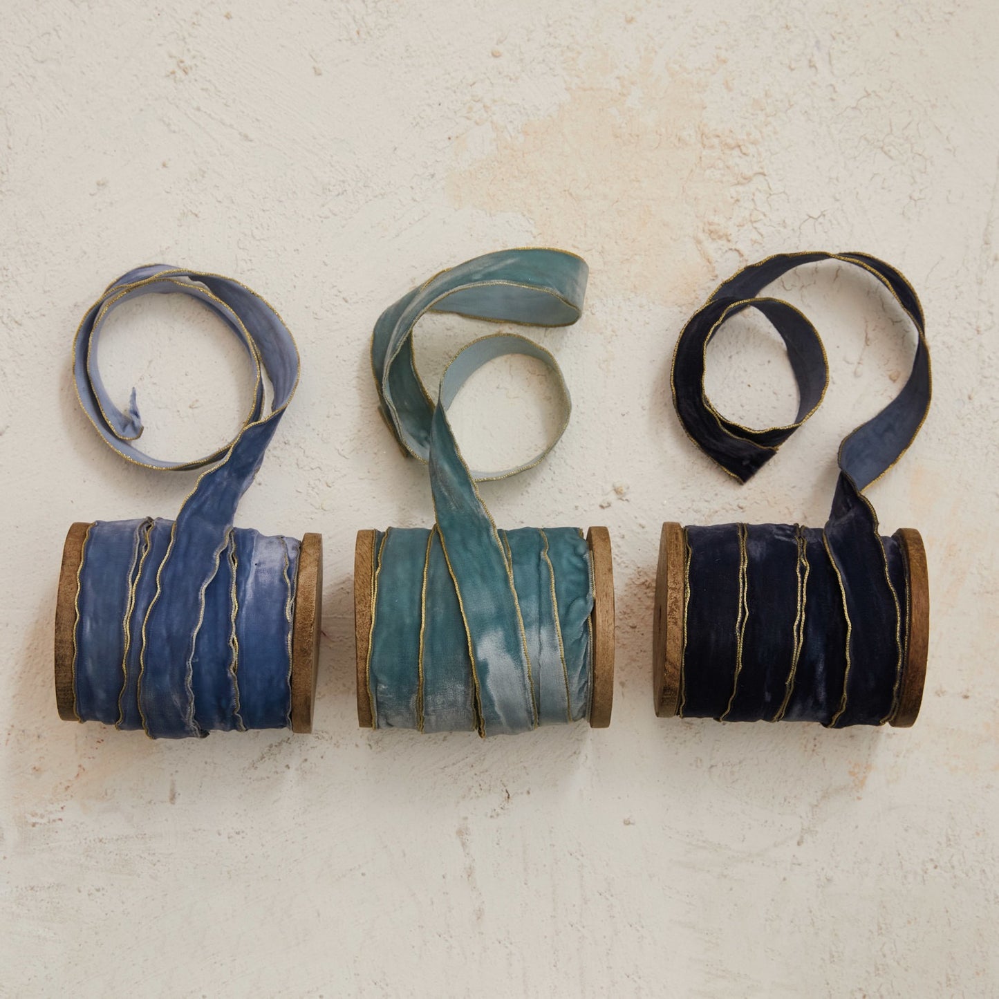 5 Yard Velvet Ribbon Spools w/ Metallic Edge