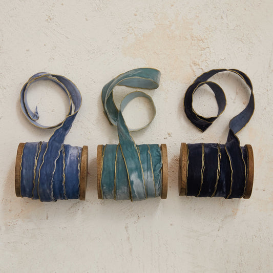 5 Yard Velvet Ribbon Spools w/ Metallic Edge