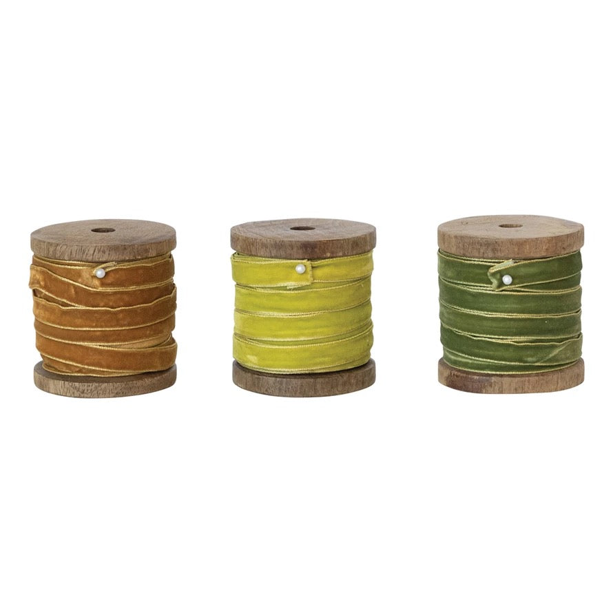 10 Yard Velvet Ribbon Spools w Metallic Edges