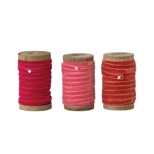 10 Yard Velvet Ribbon Spools w Metallic Edges