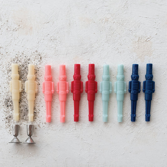Mint Nutcracker Taper Candles, Set of 2