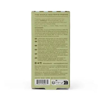 Back of a product packaging with text and branding on a white background