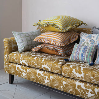 Chartreuse & Turquoise Ruffle Check Pillow