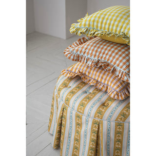 Chartreuse & Turquoise Ruffle Check Pillow