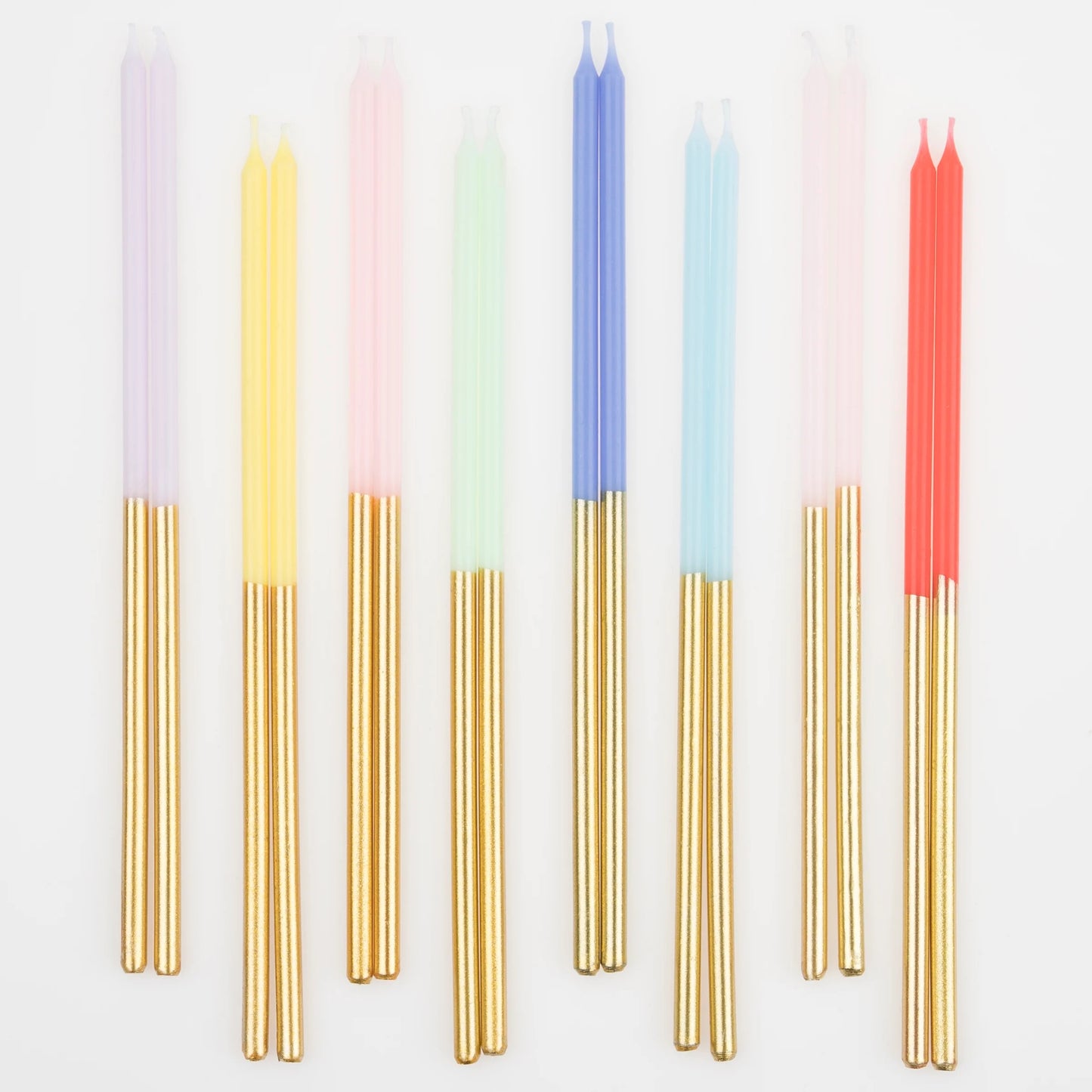 Meri Meri Gold Dipped Rainbow Mix Candles-16ct