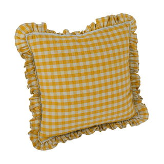 Chartreuse & Turquoise Ruffle Check Pillow