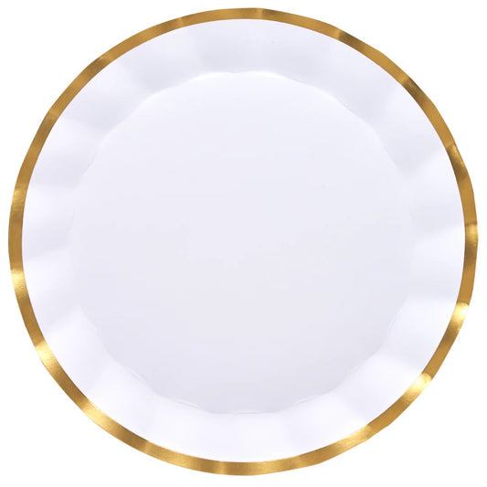 Wavy Paper Charger Gold & White 8pk