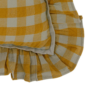 Chartreuse & Turquoise Ruffle Check Pillow
