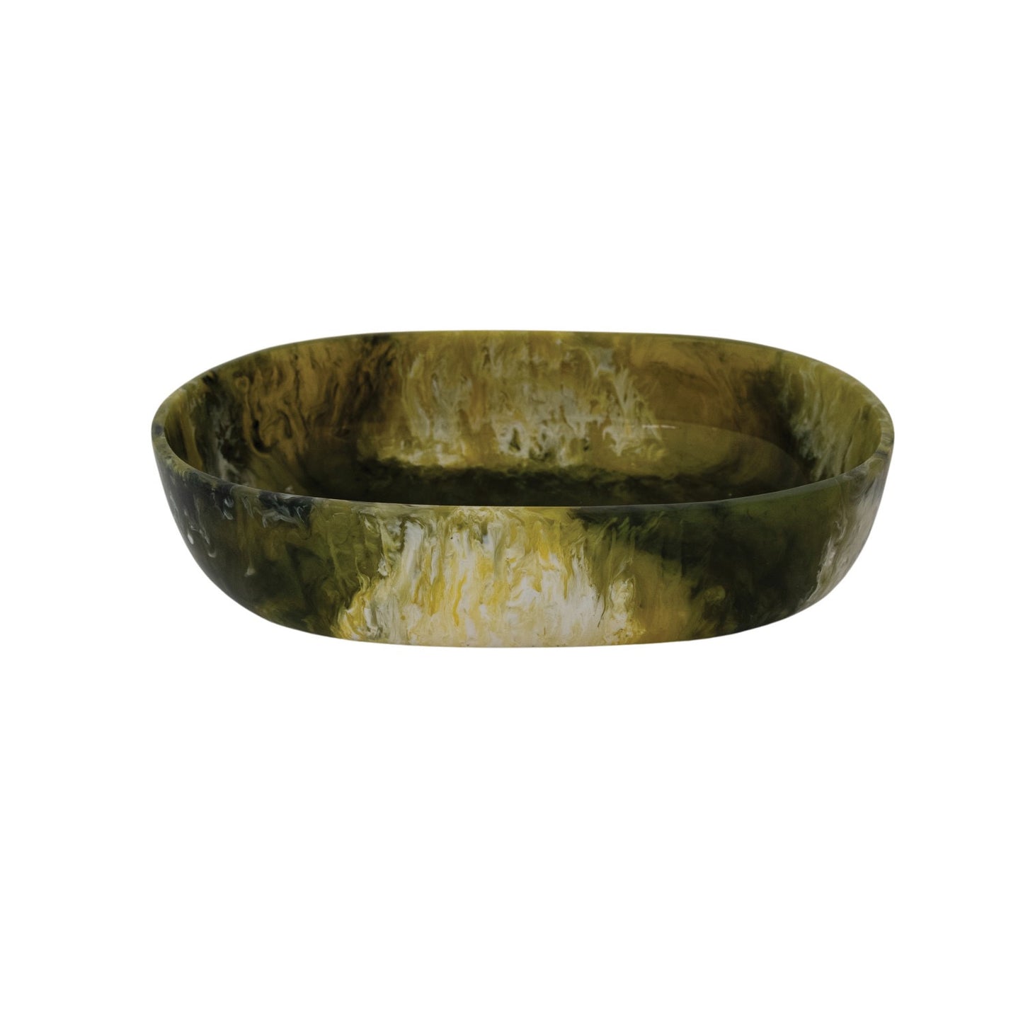 Marbled Green Resin Oval Bowl (Each One Will Vary)