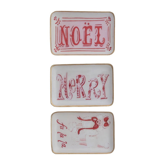 Christmas Enamel Metal Tray, 3 Styles