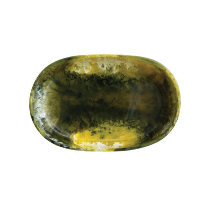 Marbled Green Resin Oval Bowl (Each One Will Vary)