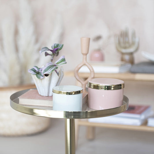 Decorative Enameled Metal Box w/ Lid, 2 Colors