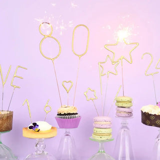 TOPS Malibu gold number birthday sparkler candle for birthday cake