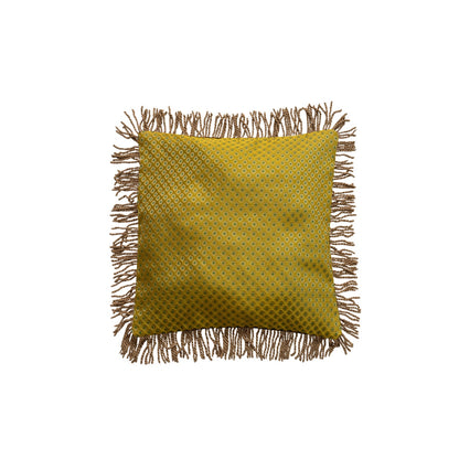 18" Vintage Jacquard & Velvet Throw Pillow with Bullion Fringe