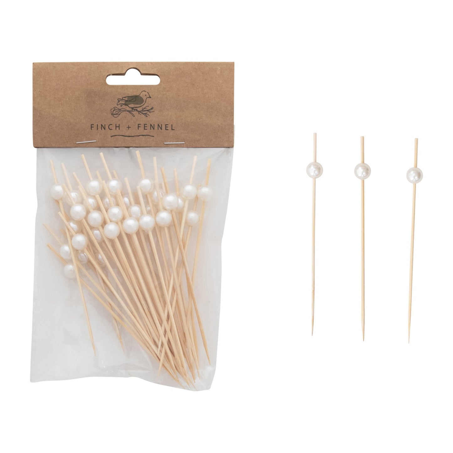 Faux Pearl Bamboo Picks 50ct