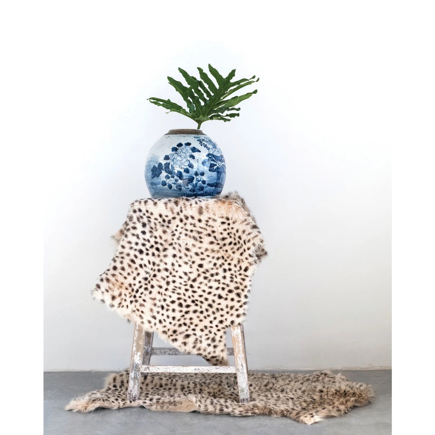 Goat Fur Rug with Leopard Print 2x3