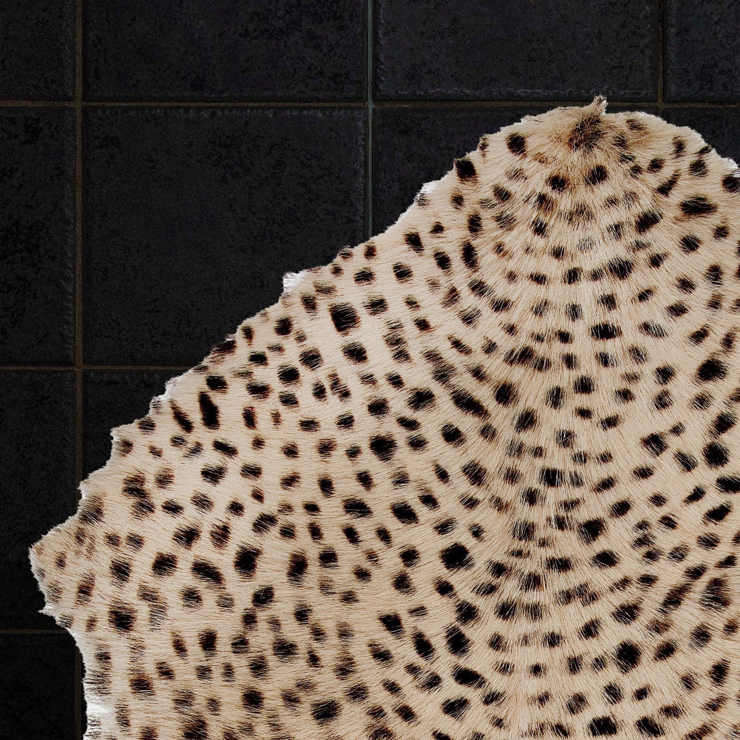 Goat Fur Rug with Leopard Print 2x3