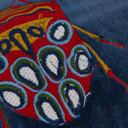 Velvet Beetles Embroidered Lumbar Pillow