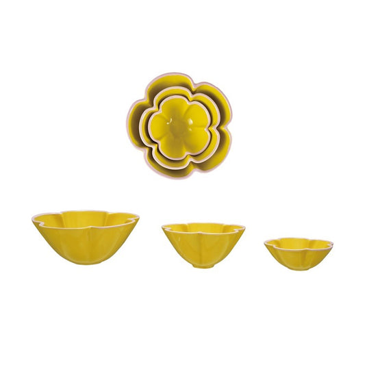 Yellow + Pink Flower Nesting Bowls