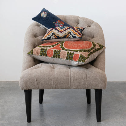 Velvet Beetles Embroidered Lumbar Pillow